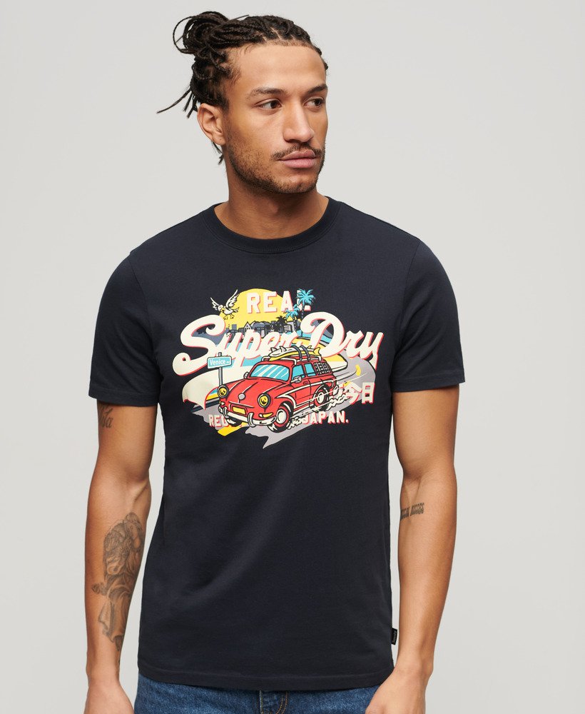 camiseta la vintage com estampa do logo na cor azul-marinho eclipse