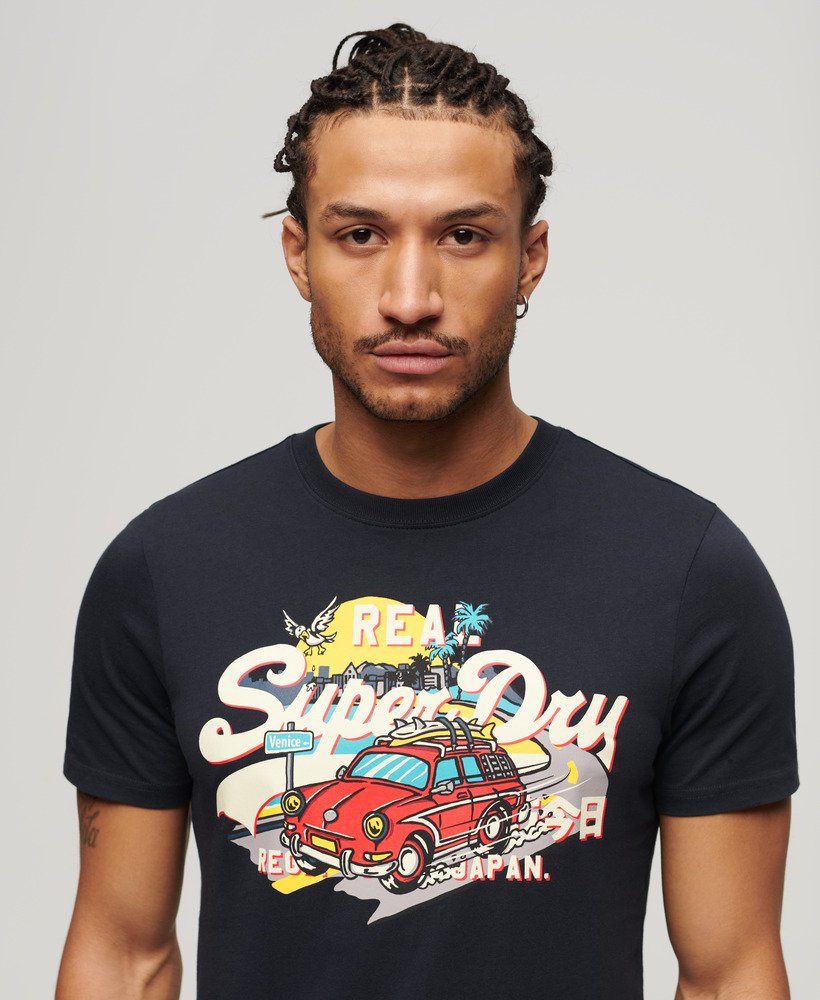 camiseta la vintage com estampa do logo na cor azul-marinho eclipse
