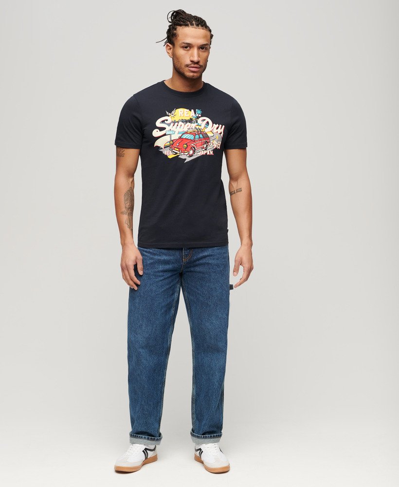 camiseta la vintage com estampa do logo na cor azul-marinho eclipse