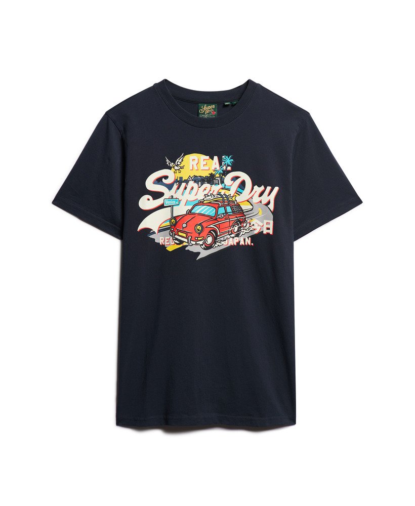 camiseta la vintage com estampa do logo na cor azul-marinho eclipse
