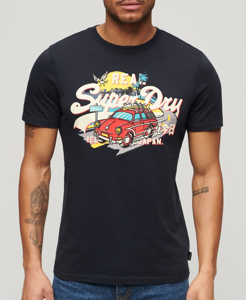 camiseta la vintage com estampa do logo na cor azul-marinho eclipse