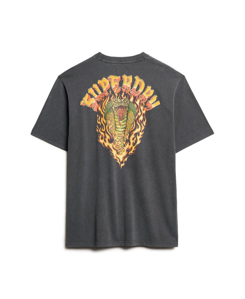 camiseta folgada com estampa de motociclista rock na cor preta light viper.