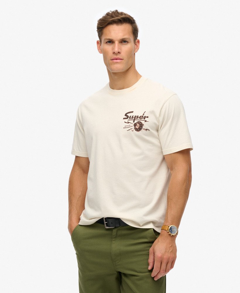 camiseta folgada com estampa punk lo-fi na cor creme