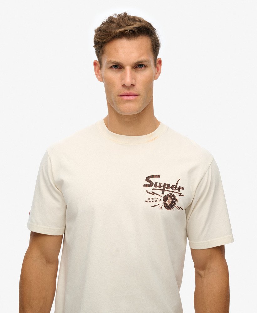 camiseta folgada com estampa punk lo-fi na cor creme