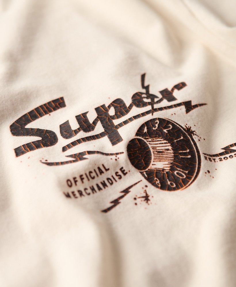 camiseta folgada com estampa punk lo-fi na cor creme