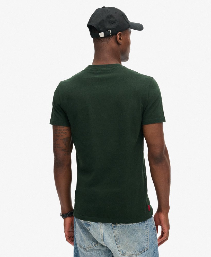 camiseta essential logo em algodão orgânico nas cores verde-florestaamarelo fluorescente