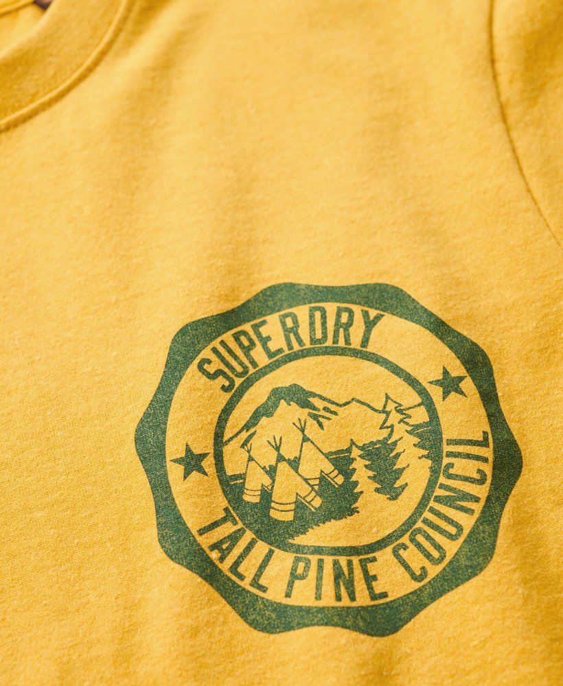 camiseta outdoor graphic em amarelo mostarda mesclado