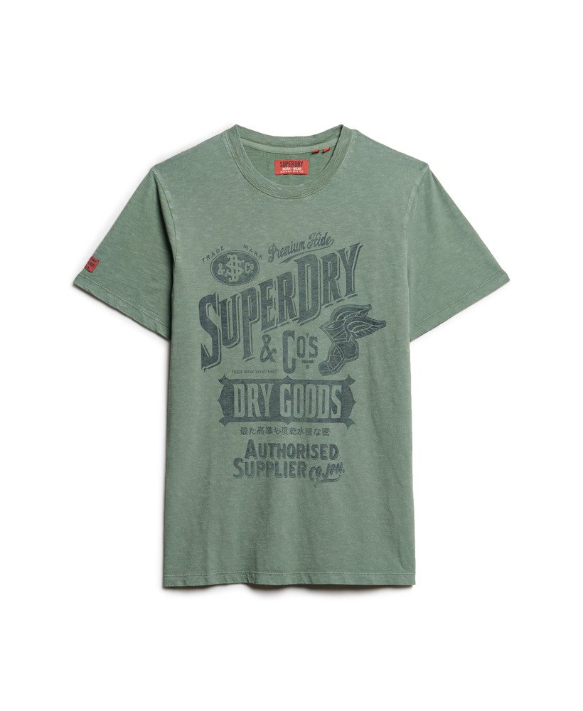 camiseta workwear com estampa script em tecido laurel khaki slub