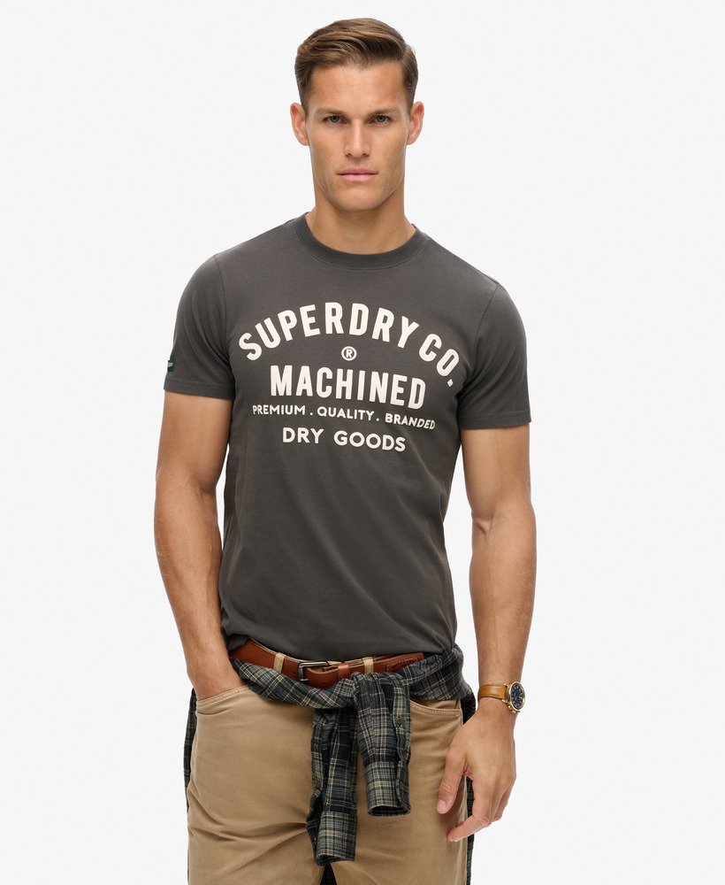 camiseta machined goods workwear na cor preto vintage