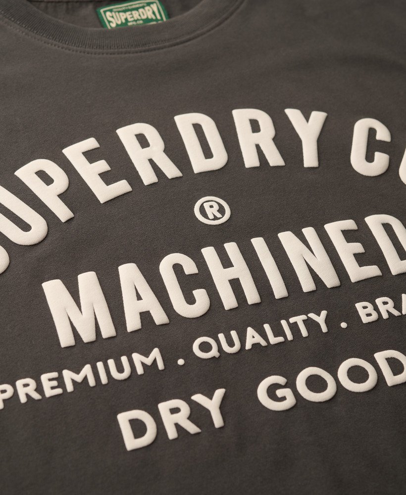 camiseta machined goods workwear na cor preto vintage