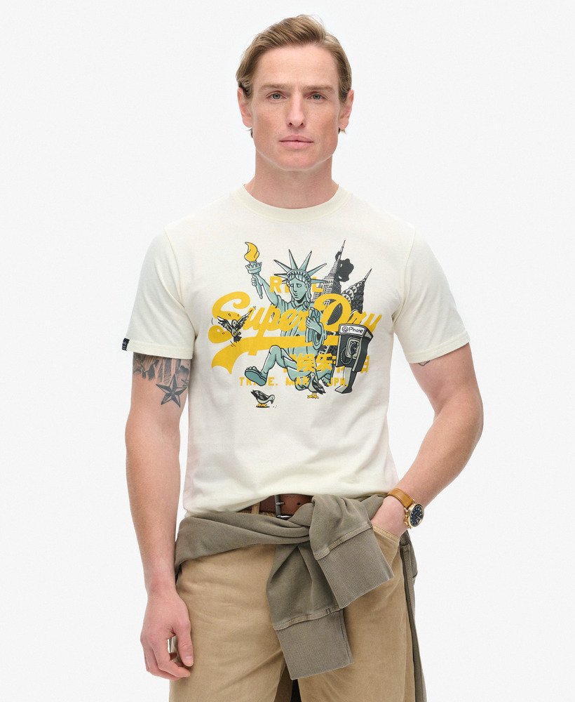 camiseta gráfica new york na cor off white
