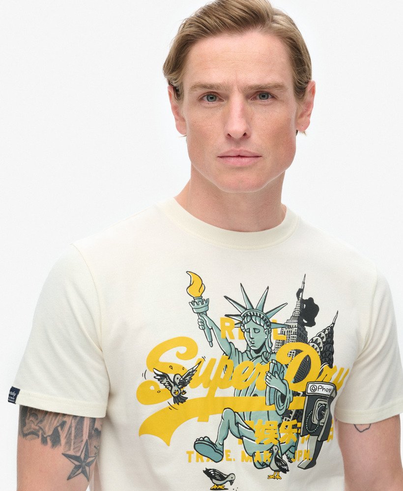 camiseta gráfica new york na cor off white
