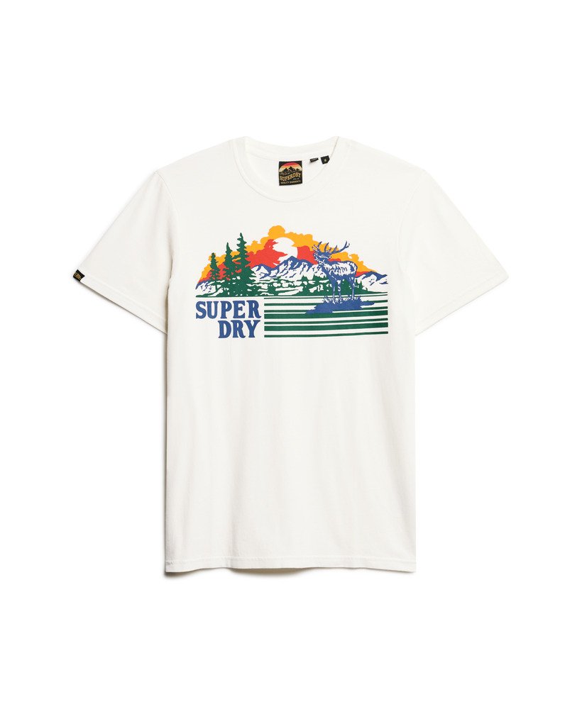 camiseta outdoor graphic stripe na cor branco inverno