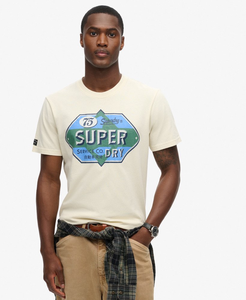 camiseta workwear gasoline graphic na cor branca arroz