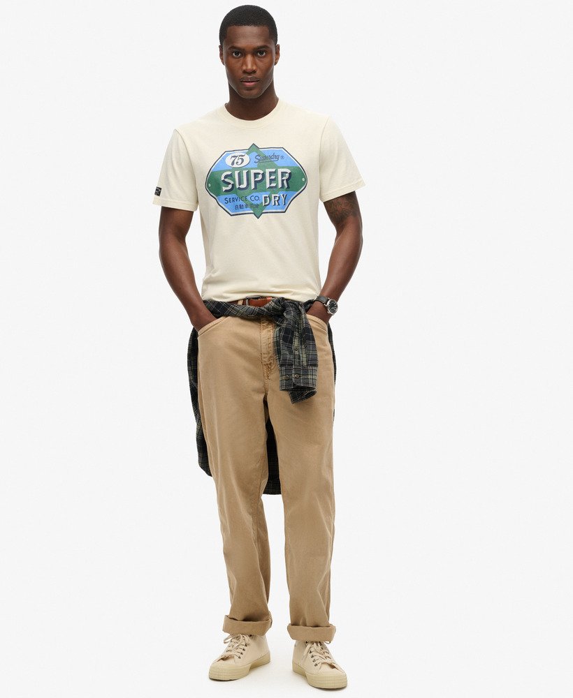 camiseta workwear gasoline graphic na cor branca arroz