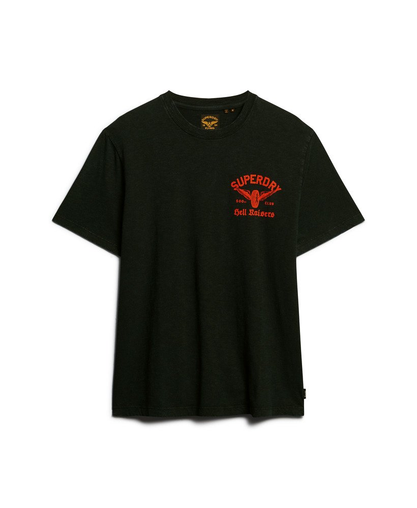 camiseta folgada com estampa de motociclista na cor azul marinho eclipse slub.
