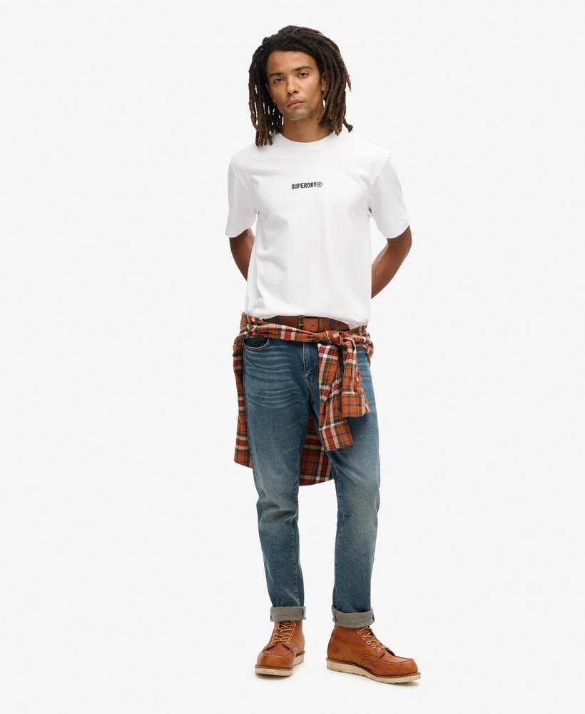camiseta folgada com estampa de micro logo na cor branca brilhante.