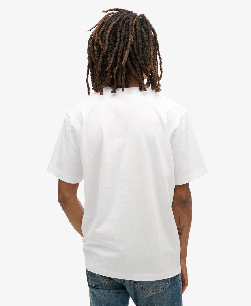 camiseta folgada com estampa de micro logo na cor branca brilhante.