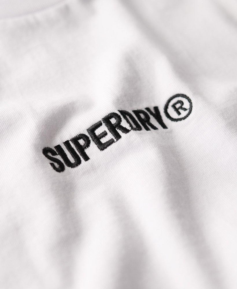 camiseta folgada com estampa de micro logo na cor branca brilhante.