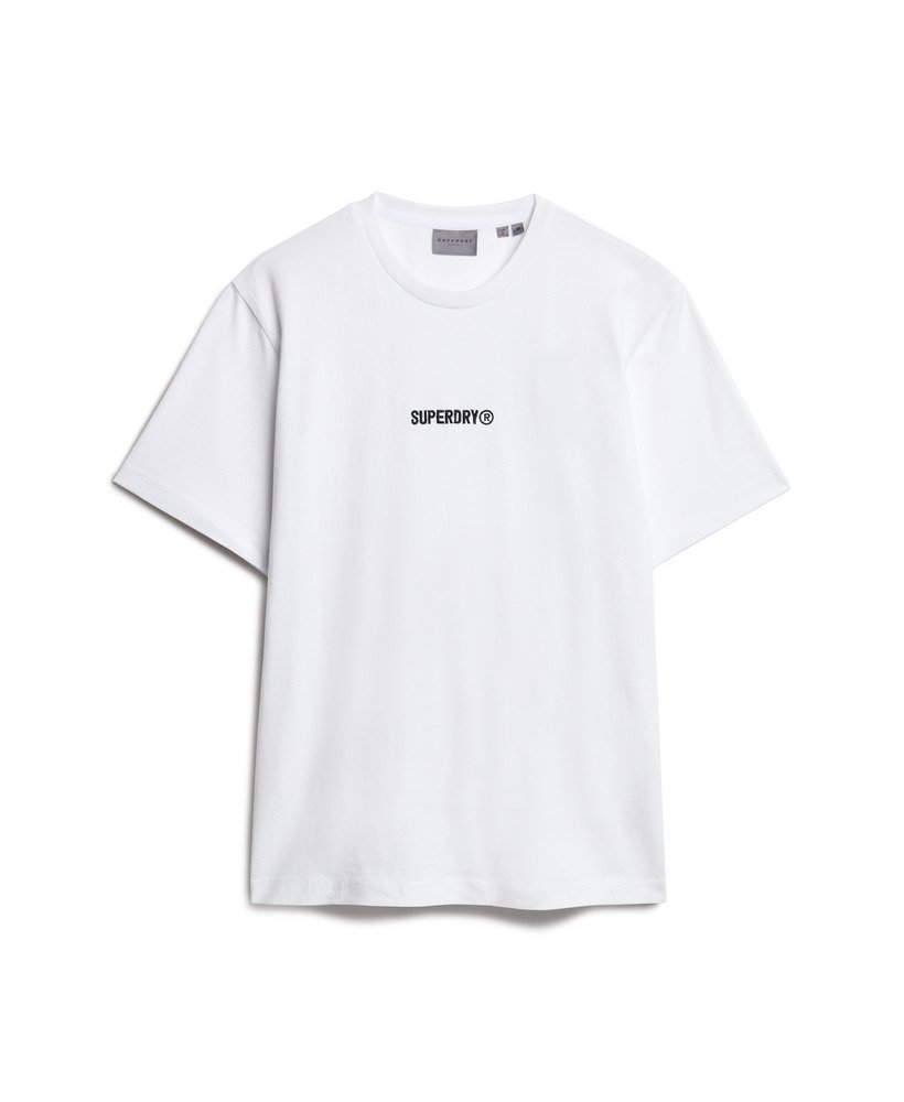 camiseta folgada com estampa de micro logo na cor branca brilhante.