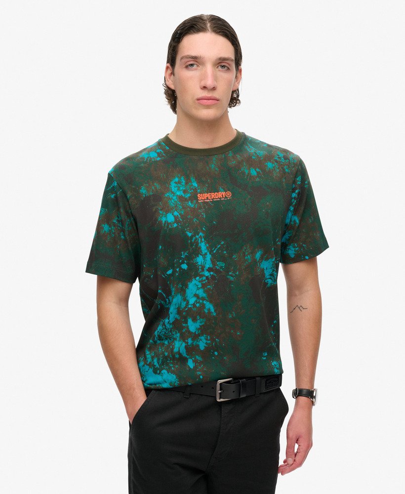 camiseta folgada com estampa camuflada utilitária em mármore de bali