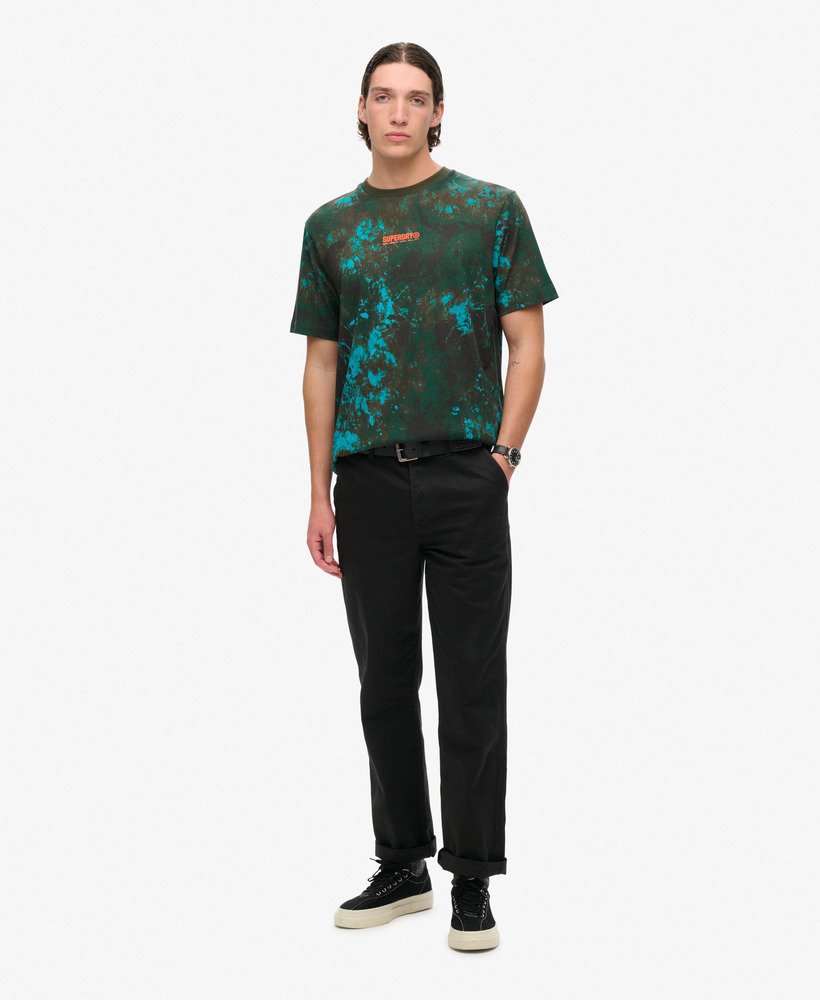 camiseta folgada com estampa camuflada utilitária em mármore de bali