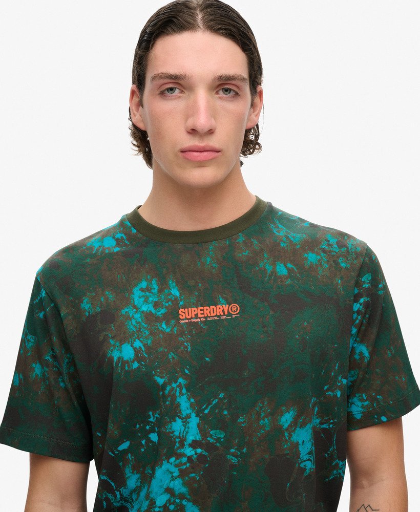 camiseta folgada com estampa camuflada utilitária em mármore de bali