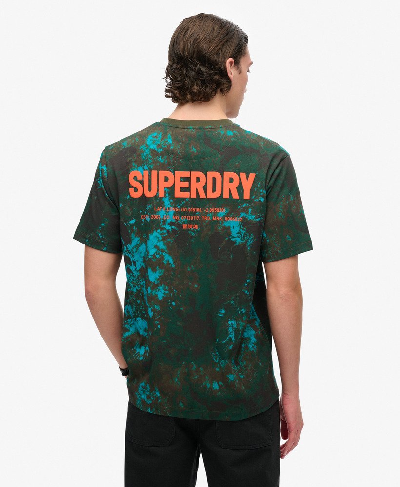 camiseta folgada com estampa camuflada utilitária em mármore de bali