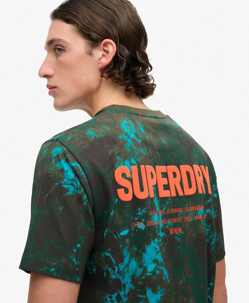 camiseta folgada com estampa camuflada utilitária em mármore de bali