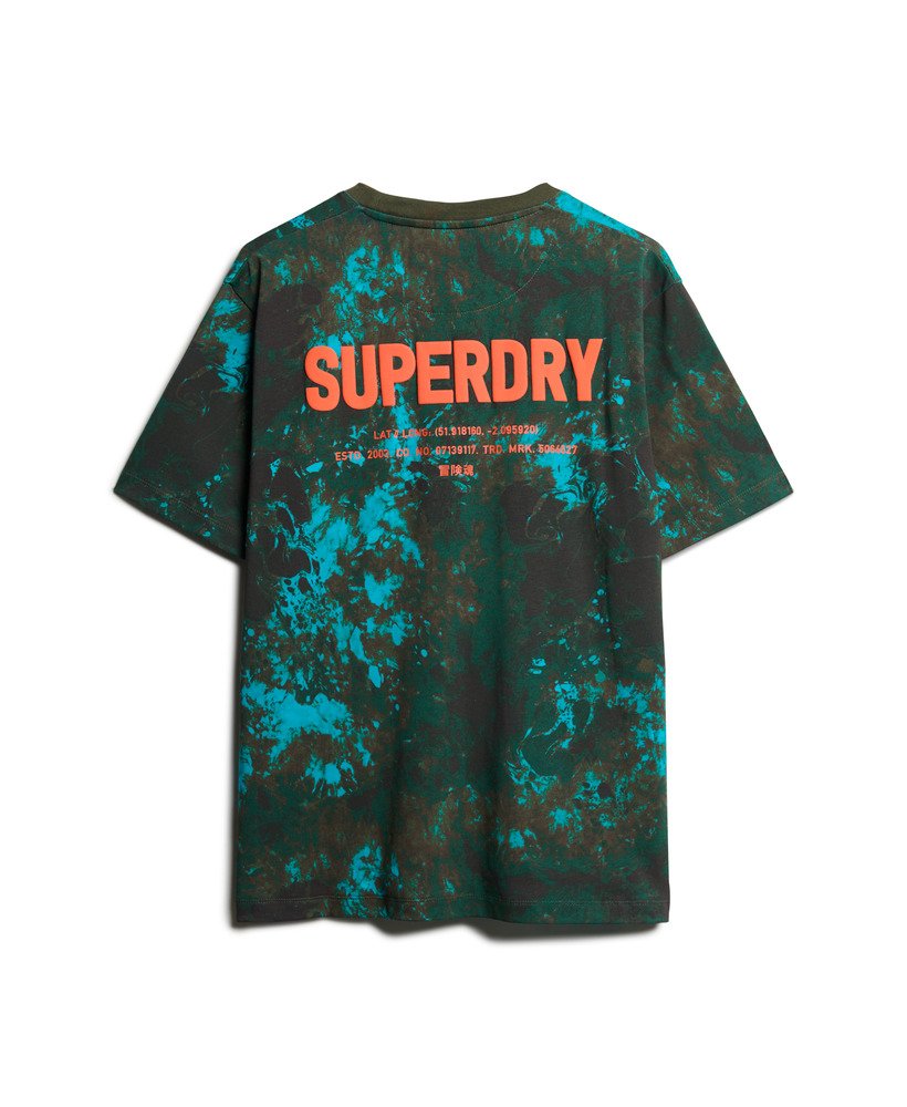 camiseta folgada com estampa camuflada utilitária em mármore de bali