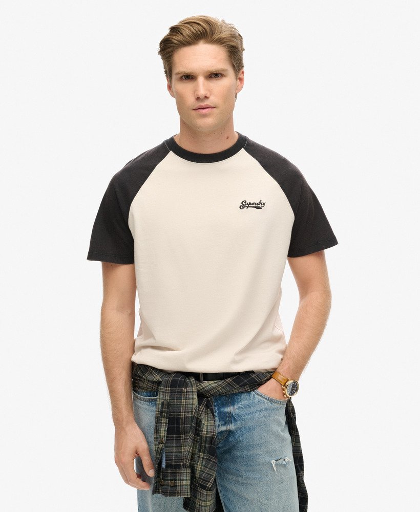 camiseta de beisebol essential logo em branco areiapreto