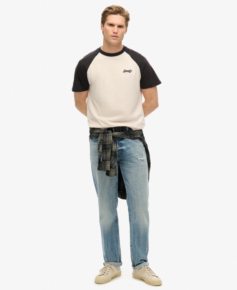 camiseta de beisebol essential logo em branco areiapreto