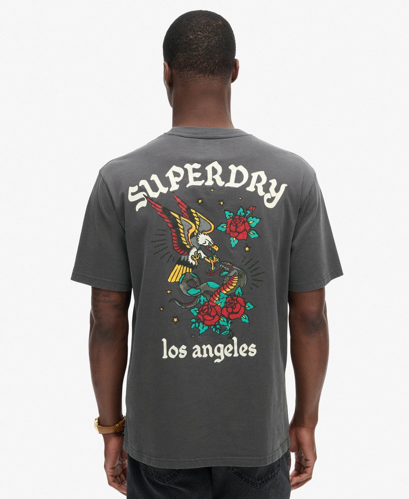 camiseta folgada com estampa de tatuagem nas costas na cor carvÃo