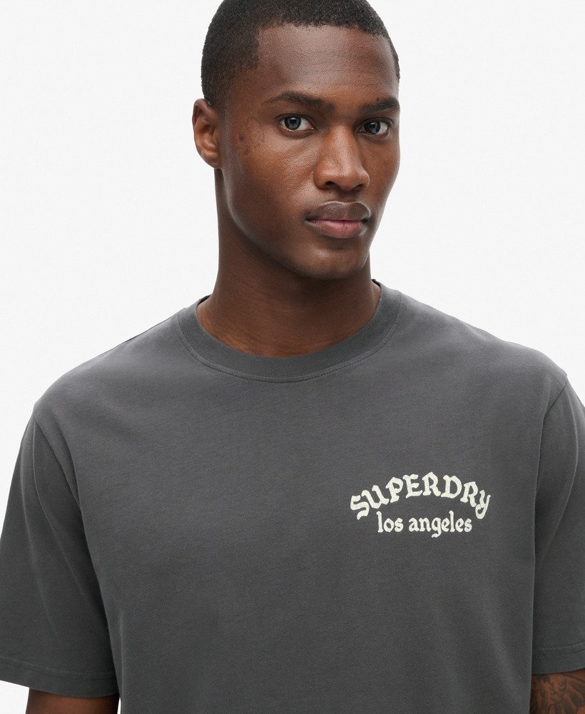 camiseta folgada com estampa de tatuagem nas costas na cor carvÃo
