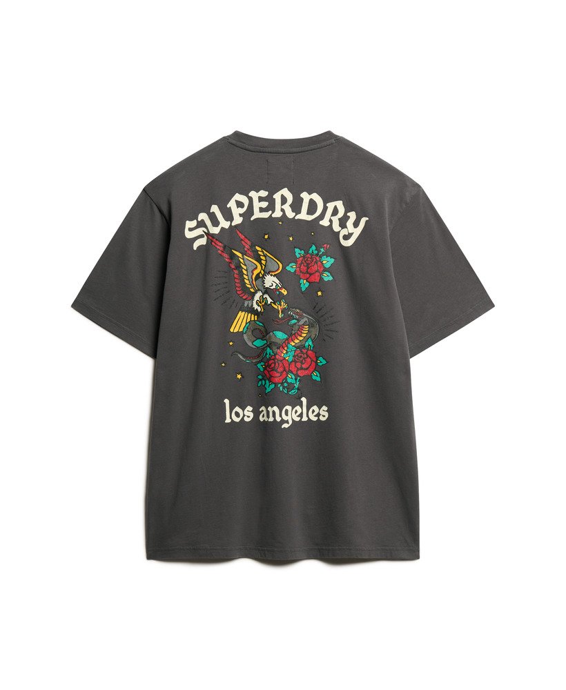camiseta folgada com estampa de tatuagem nas costas na cor carvÃo