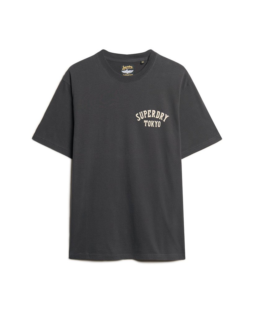 camiseta folgada com estampa de tatuagem nas costas na cor blackboard