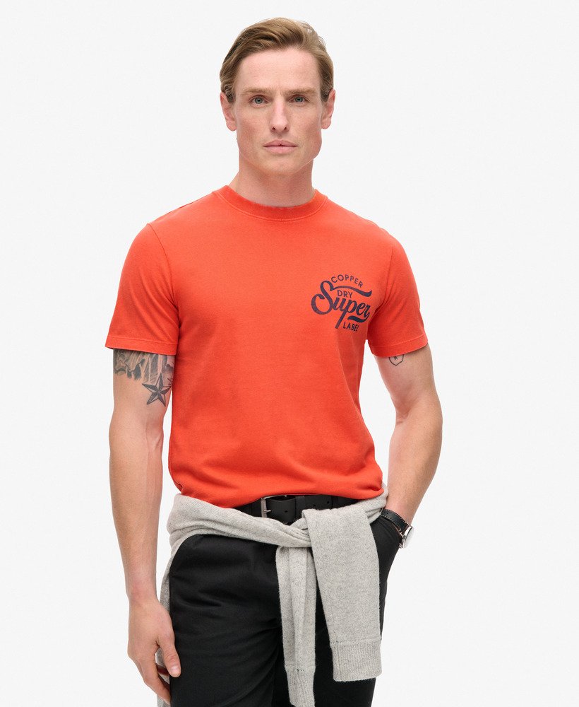 camiseta copper label chest graphic em denim co laranja ferrugem