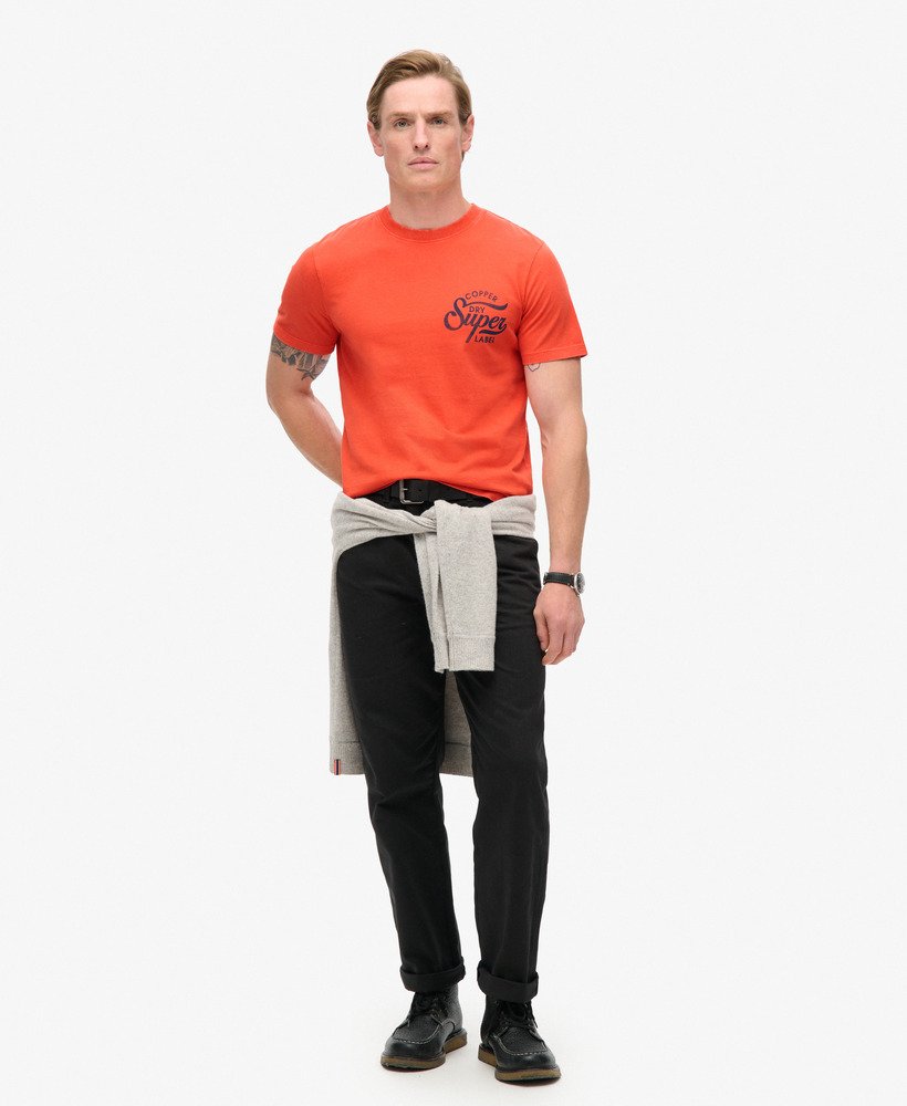 camiseta copper label chest graphic em denim co laranja ferrugem