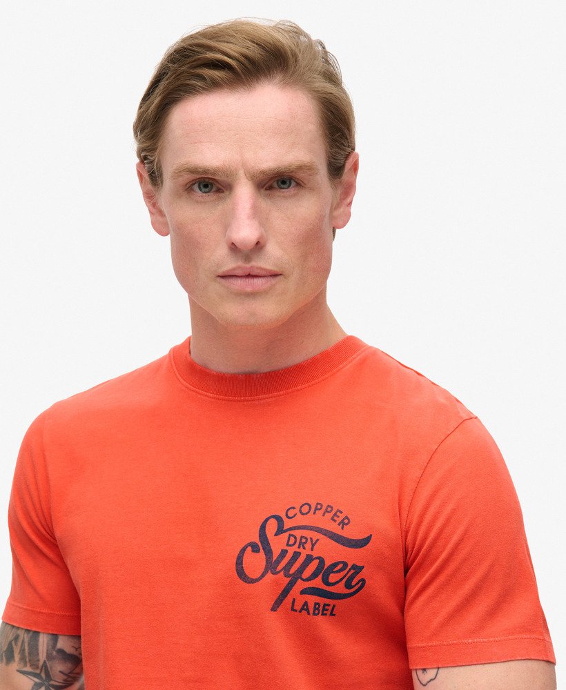 camiseta copper label chest graphic em denim co laranja ferrugem