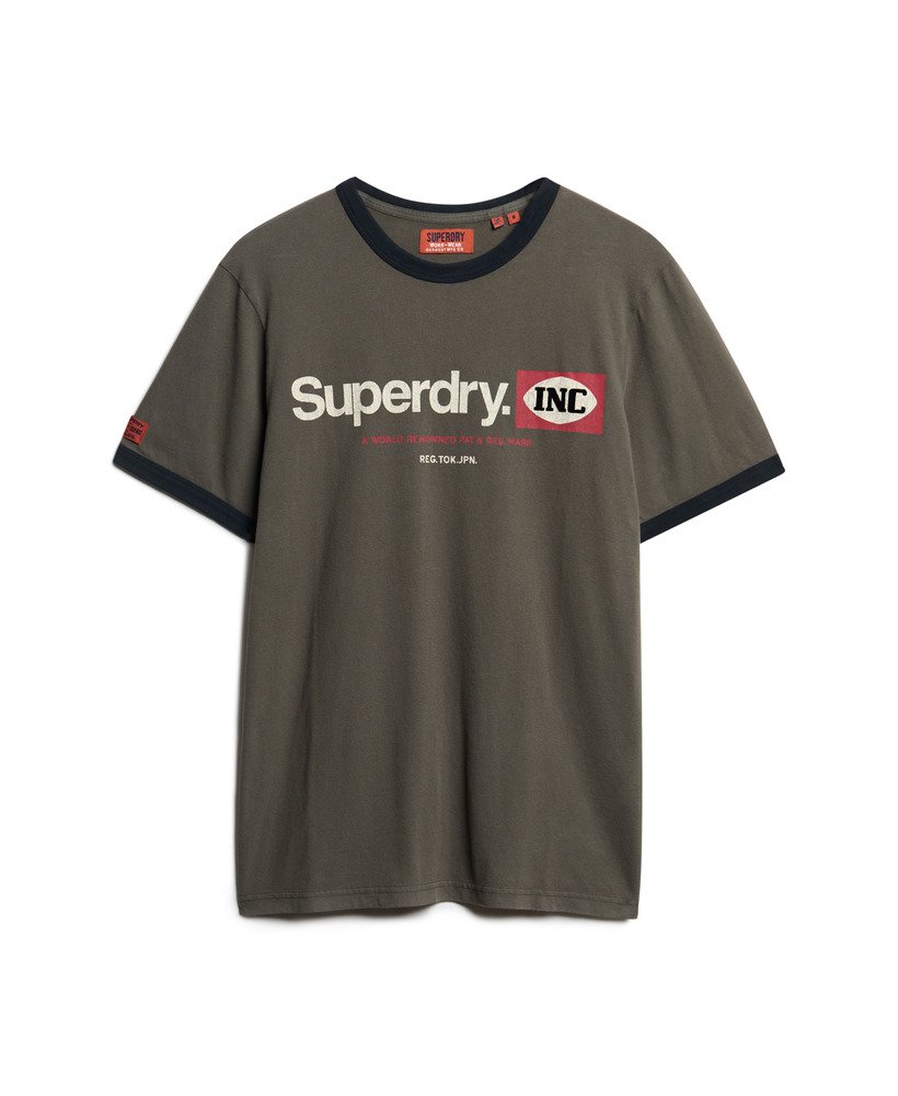 camiseta gráfica core logo ringer workwear na cor cinza ardósia escuro
