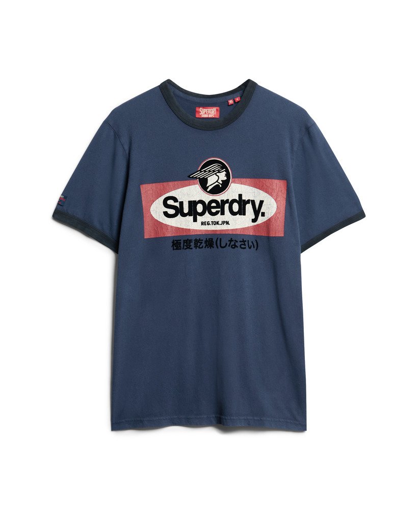 camiseta gráfica core logo ringer workwear na cor azul marinho mais intenso