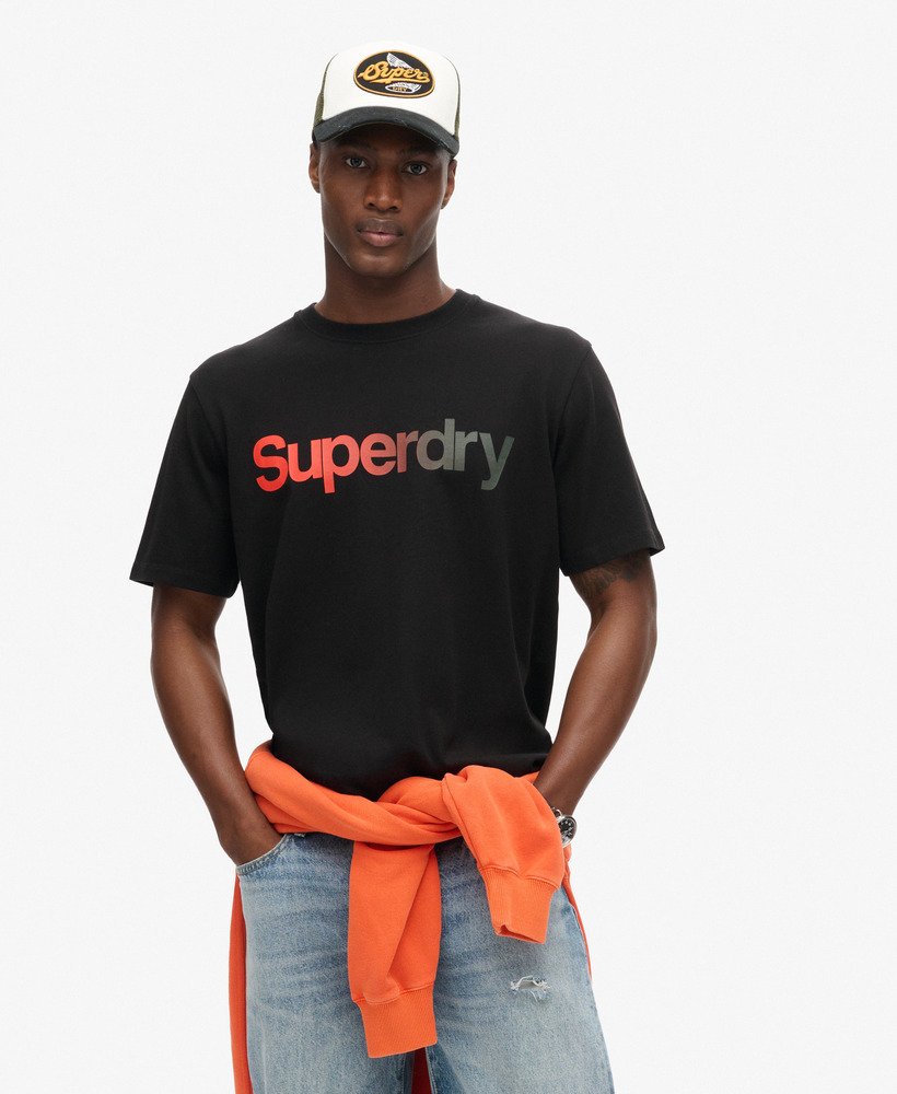 camiseta folgada com logo principal desbotado na cor preta