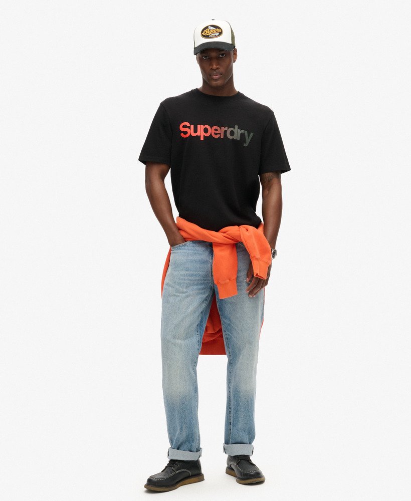 camiseta folgada com logo principal desbotado na cor preta