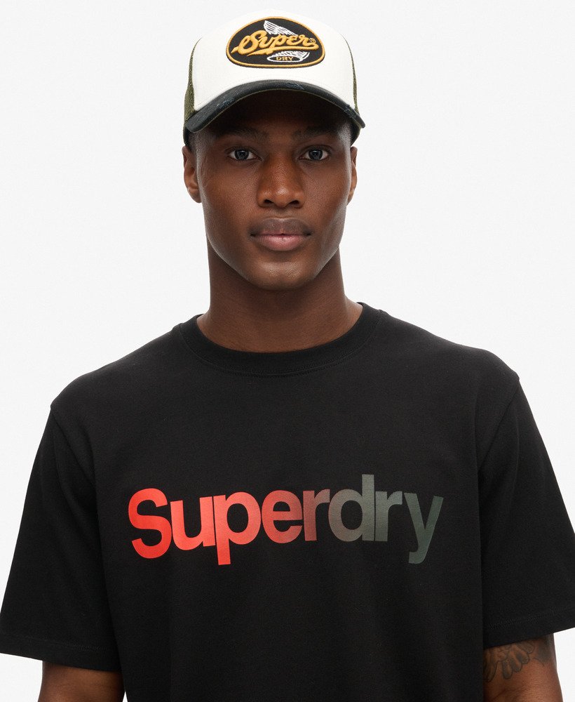 camiseta folgada com logo principal desbotado na cor preta