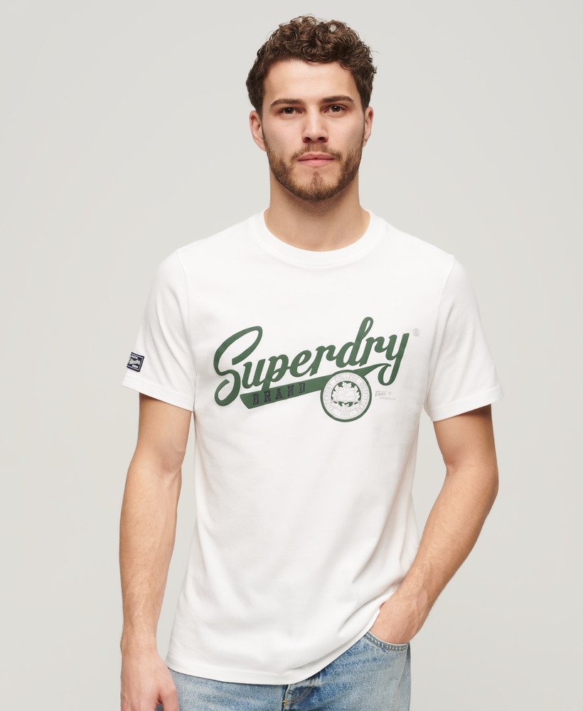 camiseta universitária vintage com estampa em estilo Óptico