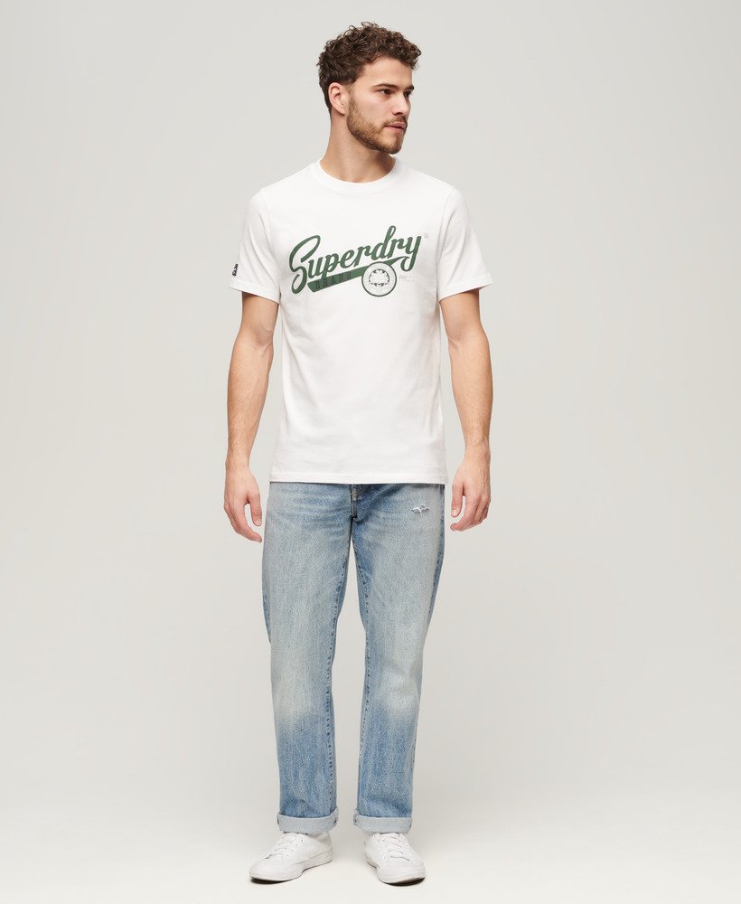 camiseta universitária vintage com estampa em estilo Óptico
