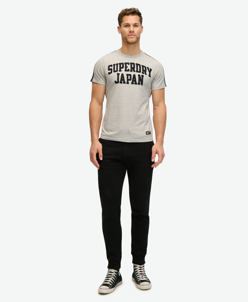 camiseta listrada vintage esportiva em moletom vintage cinza mescla claro