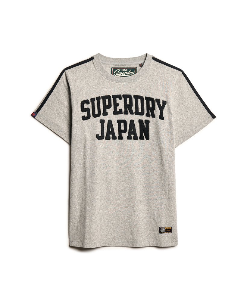 camiseta listrada vintage esportiva em moletom vintage cinza mescla claro