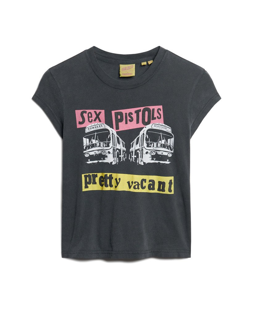 camiseta sex pistols edição limitada manga curta em preto e branco