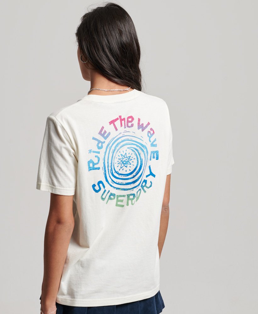 camiseta vintage tribal surf na cor off white